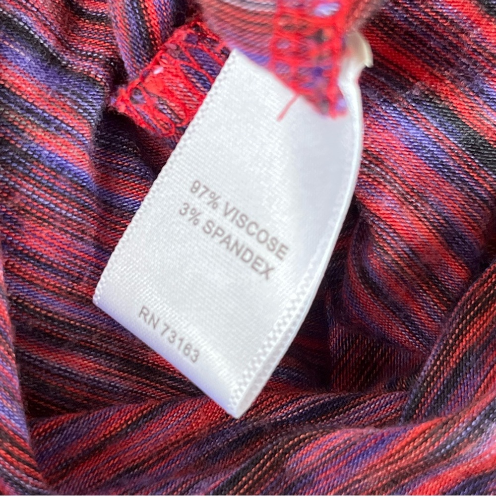 Spense Red Multi-Color Streaked Pattern Sleeveles… - image 6